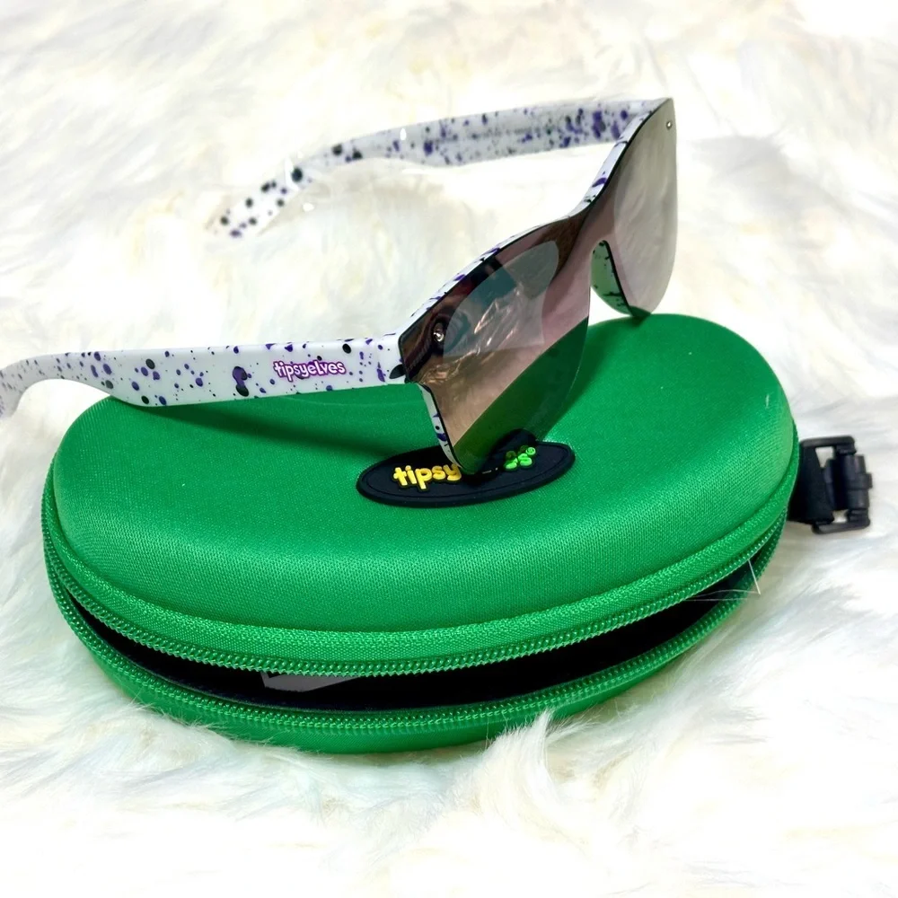 Tipsy Elves Purple Sunglasses with Green Case